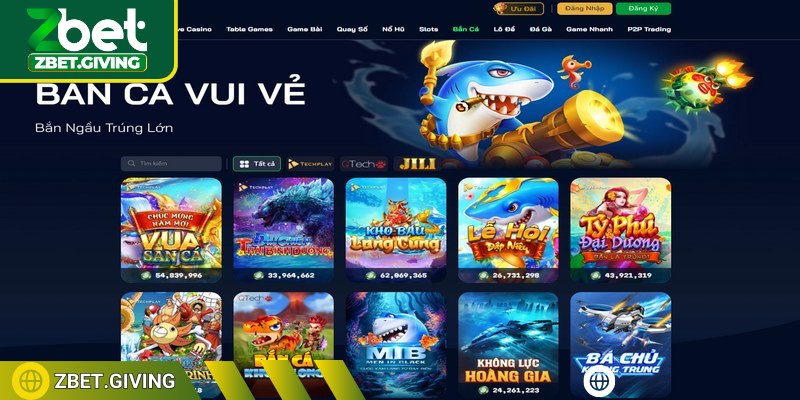 Mỗi game bắn cá Zbet mang tới giao diện ấn tượng riêng
